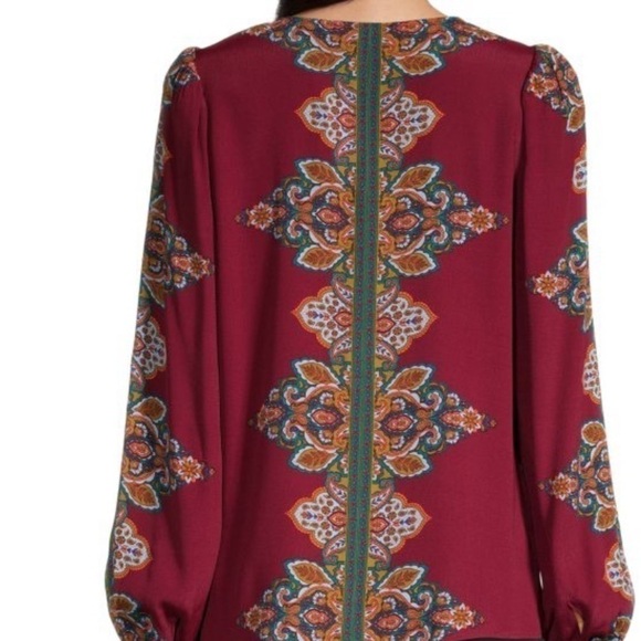 BCBGMAxazria Asymmetric Blouse Printed women’s Long-Sleeve Top size S - Picture 2 of 6